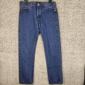 Levis 501 Mens 38x38 Fits 34x33 Jeans Straight Leg Button Fly Blue